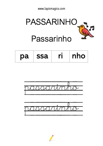Passarinho, ficha pdf nº1