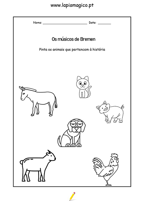 Os Músicos de Bremen, ficha pdf nº1
