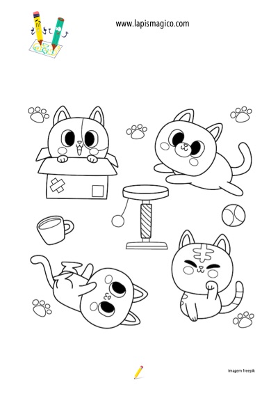 Desenhos Online para colorir e imprimir!: Desenho de gatos fofos para  pintar e colorir