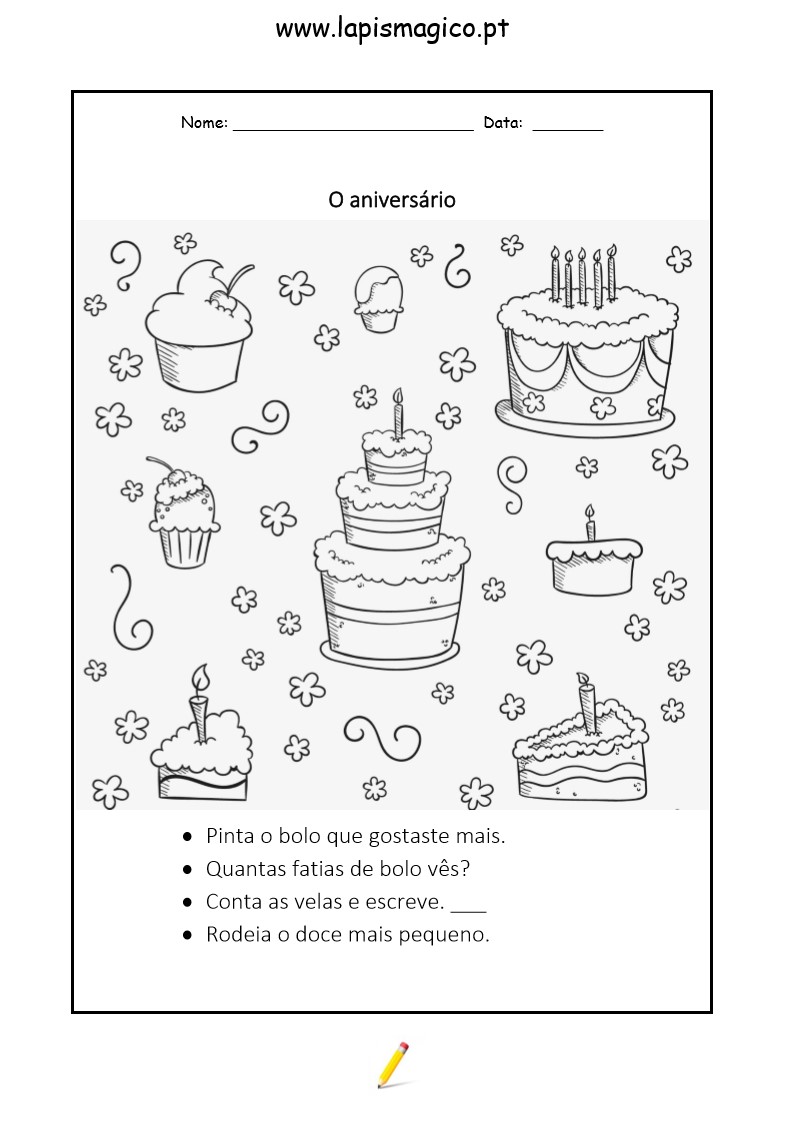 O dia do aniversário, ficha pdf nº1
