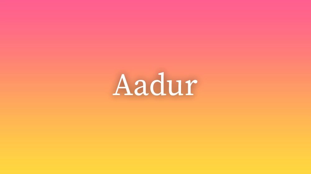 Aadur, significado da palavra no dicionário português