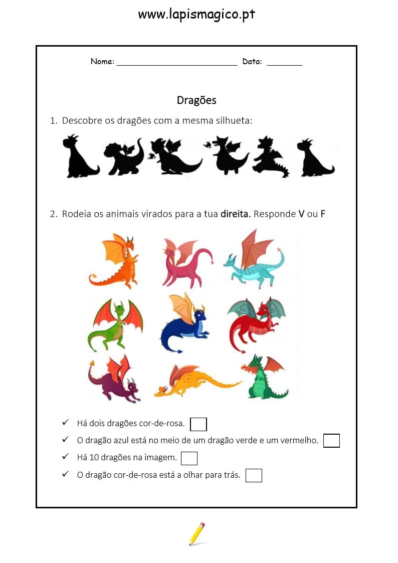 O dragão violeta, ficha pdf nº1
