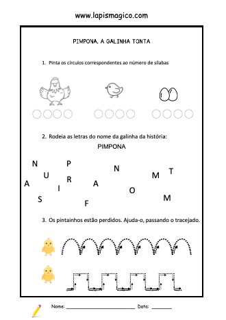 Pimpona a Galinha Tonta, ficha pdf nº1