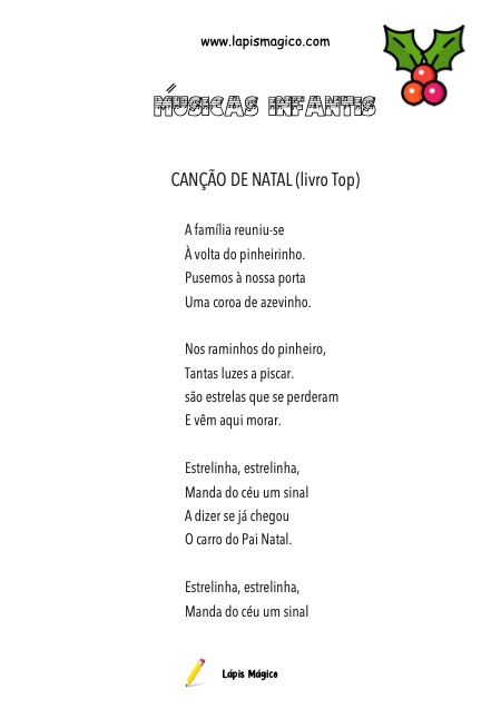 Canções para crianças em Português, música e letra