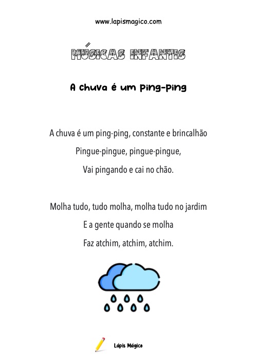 A chuva é um ping-ping, ficha pdf nº1