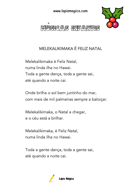 Melekalikimaka é... Feliz Natal!, ficha pdf nº1
