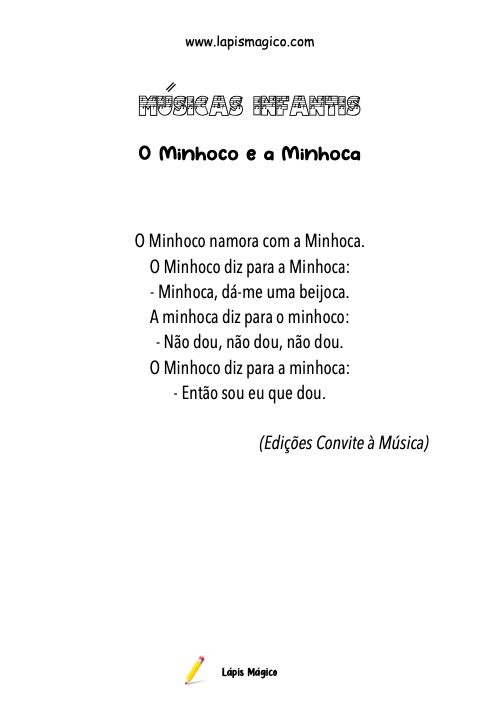 O Minhoco e a Minhoca, ficha pdf nº1