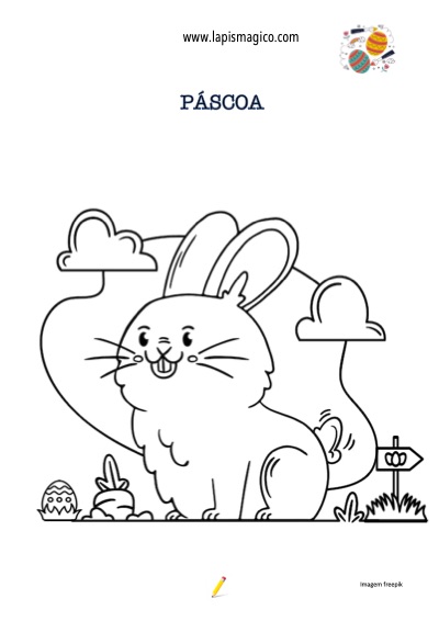 Desenhos de coelhos de Páscoa para colorir, ficha pdf nº1