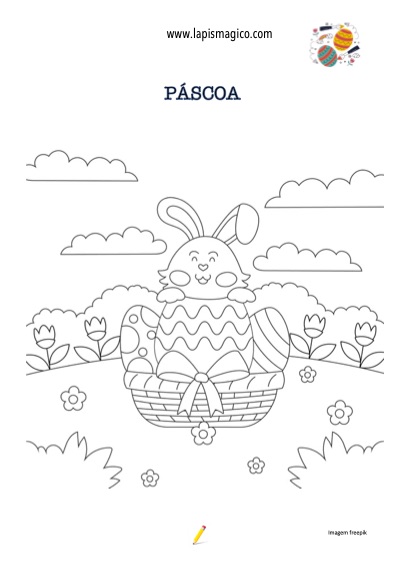 Desenhos de coelhos de Páscoa para colorir, ficha pdf nº1