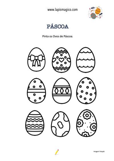 Desenhos de Ovos de Páscoa para colorir, ficha pdf nº1